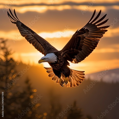 Image of Majestic Bald Eagle, generative ai.