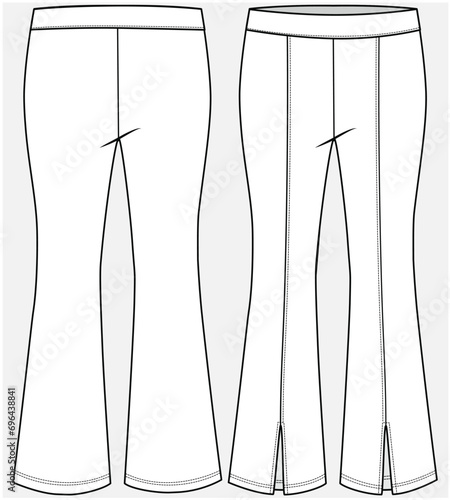 FIT AND FLARE KNIT BOTTOM WITH CENTER FRONT SLIT DETAIL DESIGNED FOR TEEN AND KID GIRLS IN VECTOR ILLUSTRATION FILE