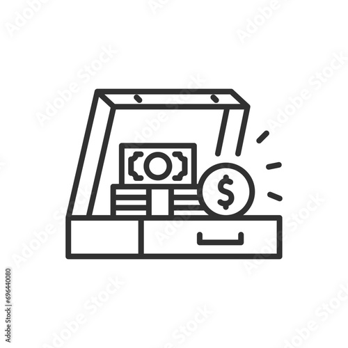 Money in a case, linear icon. Line with editable stroke