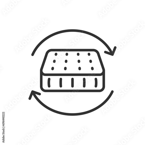 Flip the mattress, linear icon. Preserve the longevity of the mattress. Line with editable stroke