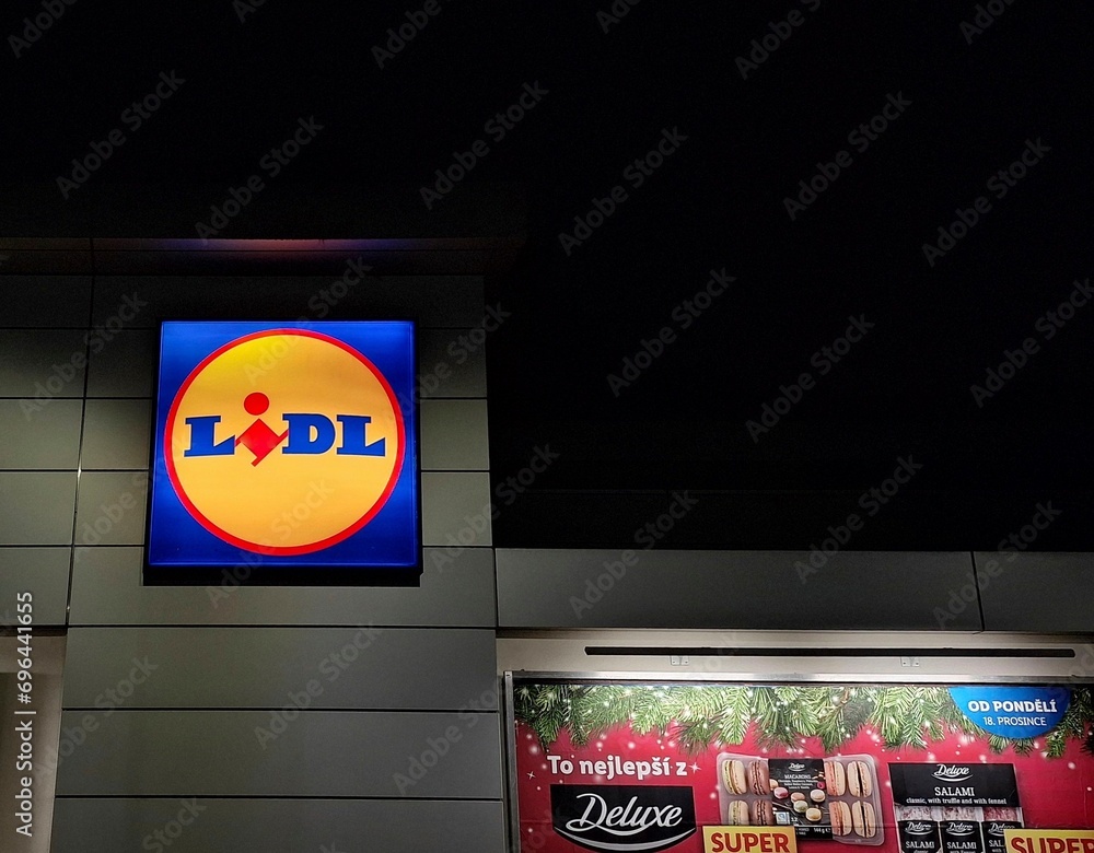 LIDL logo on hypermarket from German chain, part of Schwartz Gruppe