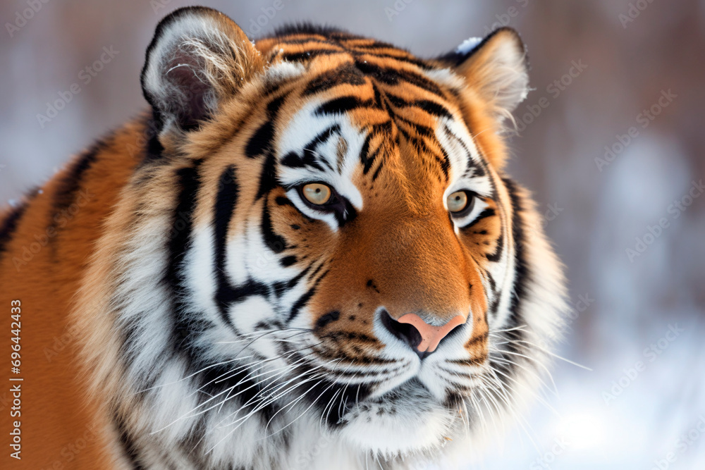 Amur tiger close-up, portrait, winter Amur tiger close-up, portrait, winter