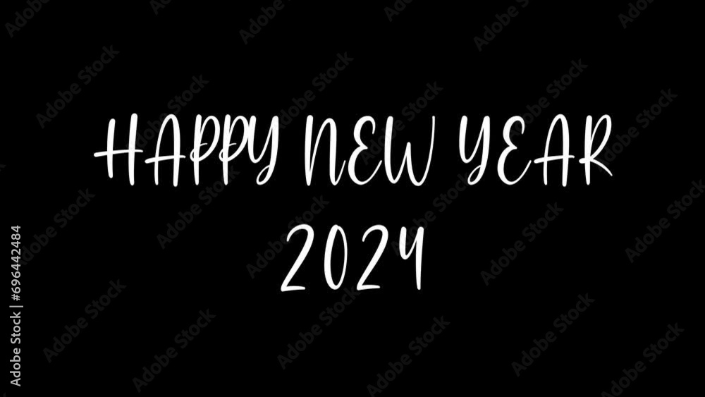 Happy New Year 2024 animation. 2024 text motion on black screen Happy New Year 2024 animation. 2024 text motion on black screen
