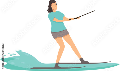 Girl water skiing icon cartoon vector. Board beach. Active swim sea