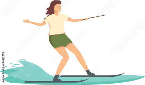 Fast water skiing icon cartoon vector. Pursuit equipment. Active sea swim