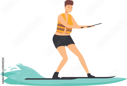 Fast water skiing icon cartoon vector. Ocean wave rider. Ocean swim surfing photo