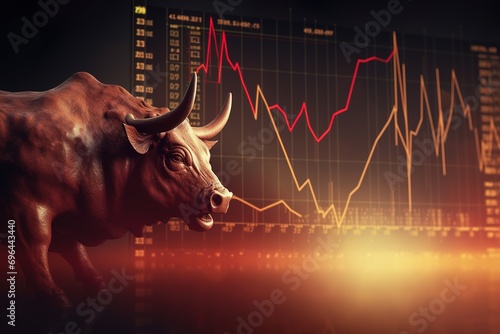 Investment Binding chart for trading in an aggressive bull Stock Market. Design, Banner, Illustration for business magazines