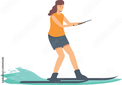 Marine adventure icon cartoon vector. Water skiing. Surfboard equipment