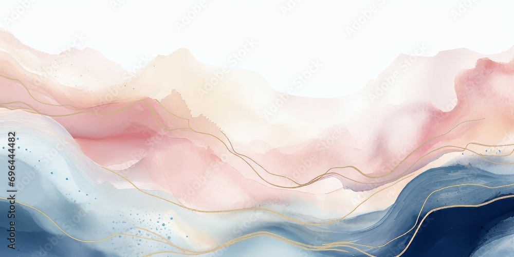 Obraz premium Elegant waves of color with golden lines. A modern, abstract aesthetic