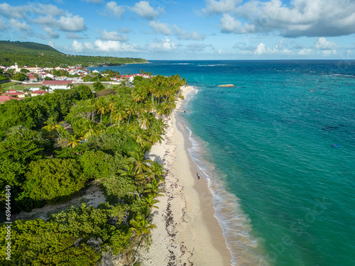 Guadeloupe - Marie Galante - Amazing caribbean beach with many colors from drone view
