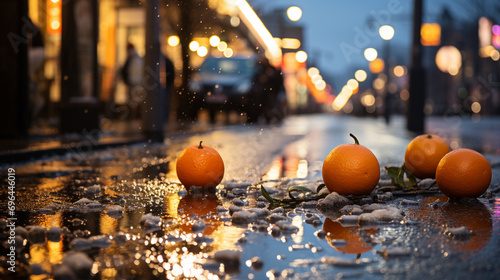 Tangerines on the street
