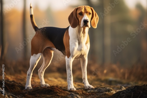 American Foxhound. A Majestic Hunter Dog Bred For Hunting, With Great Loyalty and Loving Personality as a Pet © AIGen