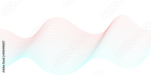  Modern abstract blue and red wave geometric Technology, data science frequency gradient lines on transparent background. Isolated on white background. gray and white wavy stripes background.