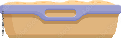Animal toilet filter icon cartoon vector. Full cat tray. Clean home pet