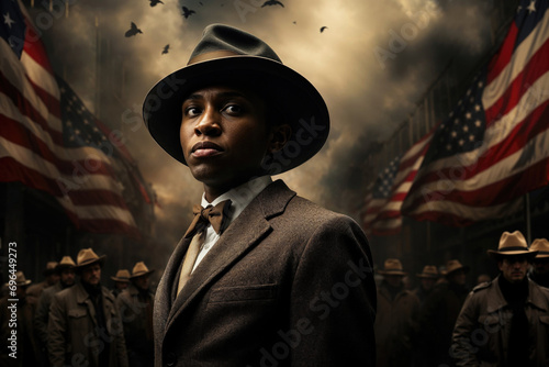 Generative AI image of Man in Vintage Style for Black History Month photo