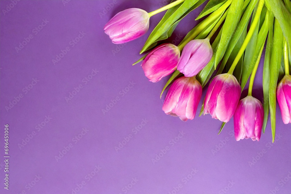 Pinke Tulpen auf violetten Hintergrund 