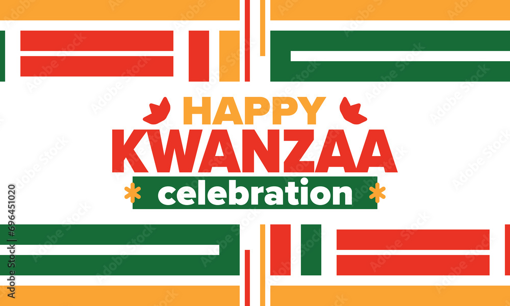 Naklejka premium Kwanzaa celebration. Happy African and African-American holiday. Seven days festival, celebrate annual from December to January. Black History. Poster, card, banner and background. Vector illustration