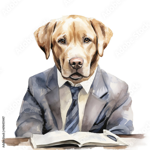 Labrador reporter, illustration, watercolour style on white background © Director