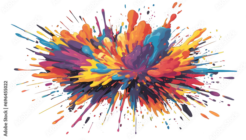 Abstract colorful splashes isolated on white background. Generative AI Abstract colorful splashes isolated on white background. Generative AI
