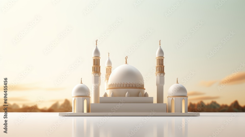 Obraz premium The mosque is a beautiful and ornate structure, with a large dome and minarets. 