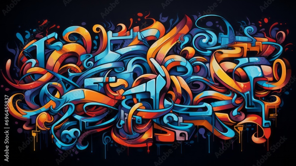 graffiti style on indigo background