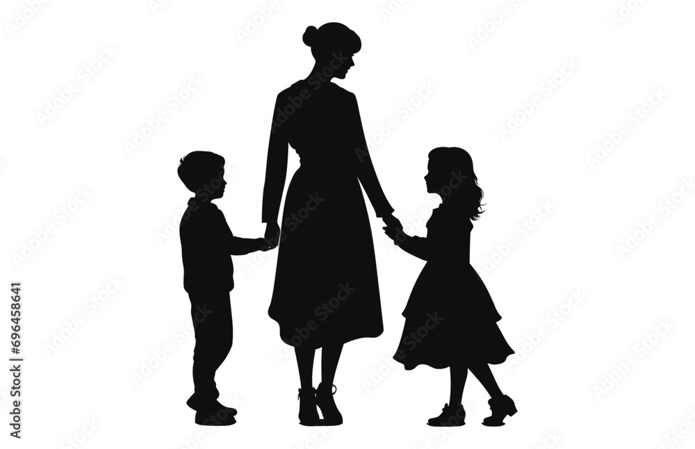 A Family black Silhouette vector, A Happy Family Clipart