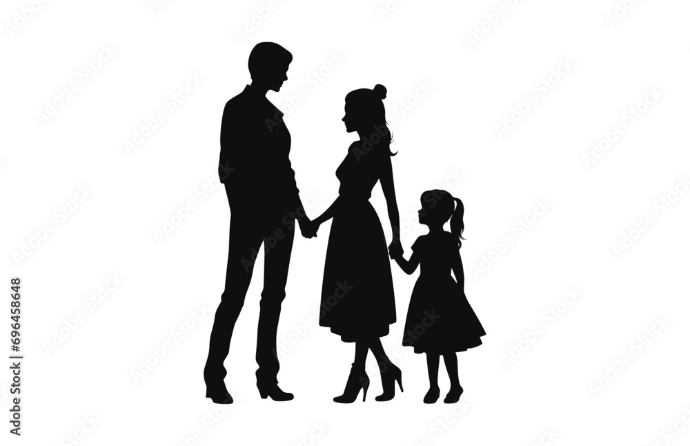A Family black Silhouette vector, A Happy Family Clipart