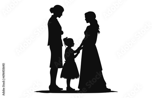 A Family black Silhouette vector, A Happy Family Clipart