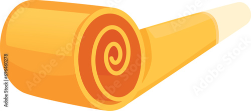 Golden party blower icon cartoon vector. Fun colored. Decoration roll paper