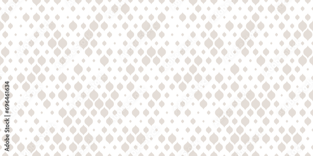 Subtle vector seamless pattern with small curved shapes, drops, dots. Luxury modern white and beige background with halftone effect, randomly scattered shapes. Simple elegant texture. Minimal design Subtle vector seamless pattern with small curved shapes, drops, dots. Luxury modern white and beige background with halftone effect, randomly scattered shapes. Simple elegant texture. Minimal design