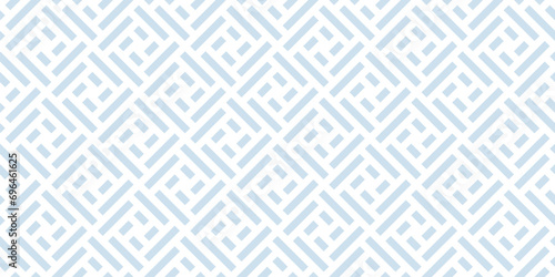 Vector abstract geometric seamless pattern. Stylish minimal ornament with lines, squares, grid, repeat tiles. Simple light blue and white geo texture. Modern geometrical background. Repeated design