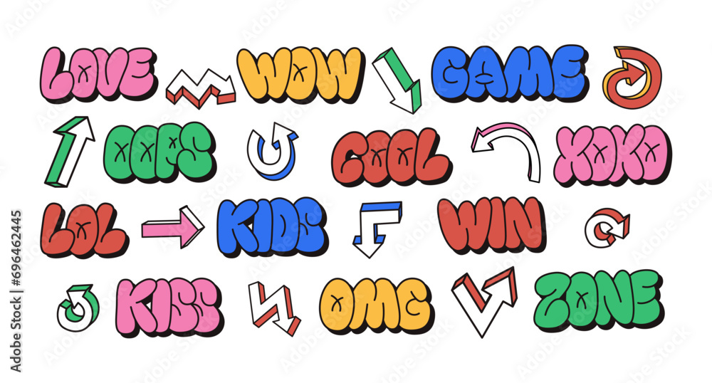 Big clipart with word in 90s bubble graffiti style