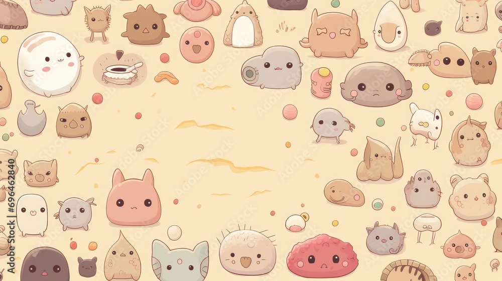 Iconic symbols in kawaii style Iconic symbols in kawaii style
