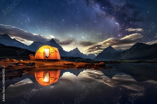 Starry Night Camping - Photorealistic Landscape with Camper by the Lake