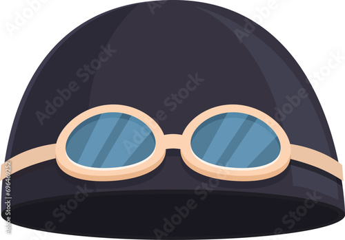 Black color swim cap icon cartoon vector. Summertime beach. Web covering