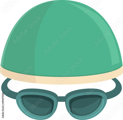 Green menthol cap icon cartoon vector. Swimsuit equipment. Perfect protection