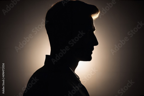 Silhouette von einem jungen man . Schatten und Licht . KI Generated