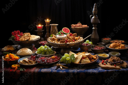 A festive table laden with celebratory treats during Eid al-Fitr