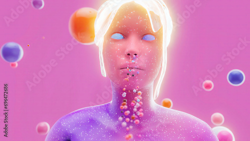 Abstract illustration of a woman and the smell sense photo