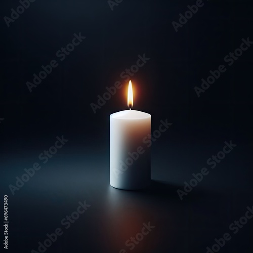 burning white candle on a simplebackground 