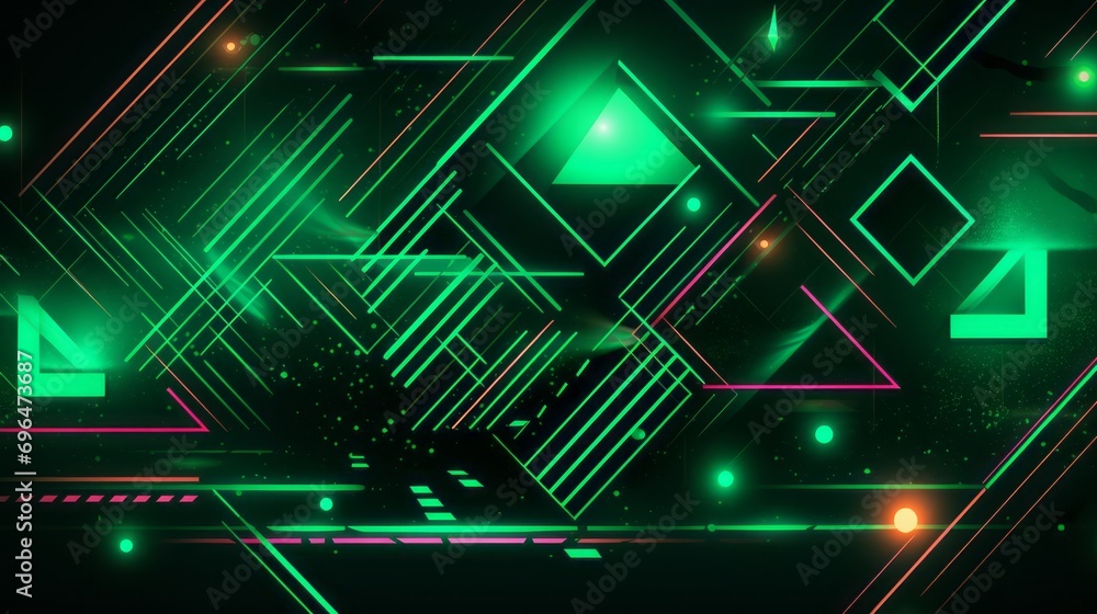 1980s symbols, triangle, glasses, sun, palm trees, illuminated signs, mountains in neon 80s style 1980s symbols, triangle, glasses, sun, palm trees, illuminated signs, mountains in neon 80s style
