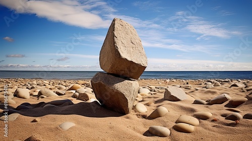 Close up photo of stones on the beach, ai generative