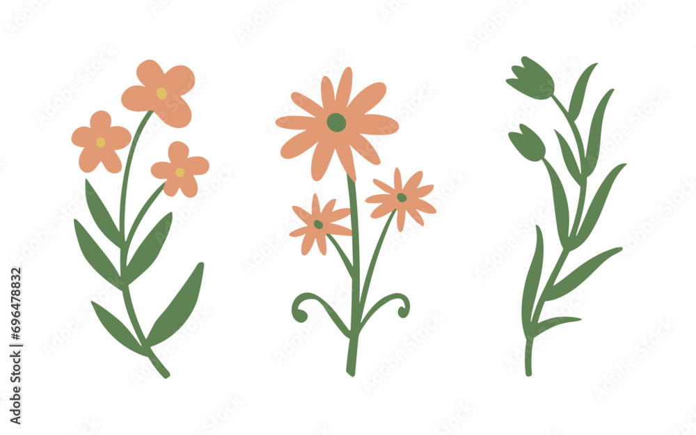 Abstract wildflowers vector clipart. Spring illustration. Abstract wildflowers vector clipart. Spring illustration.