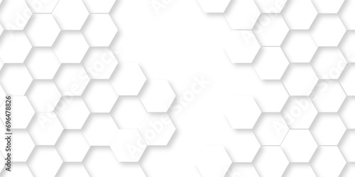 Background hexagons White Hexagonal Luxury honeycomb grid White Pattern. Vector Illustration. 3D Futuristic abstract honeycomb mosaic white background. geometric mesh cell texture.