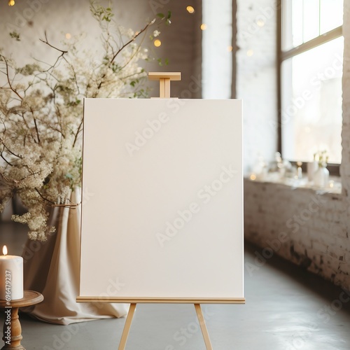 easel with flowers