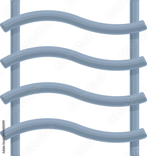 Towel dryer waves design icon cartoon vector. Rope hanger. Water metal