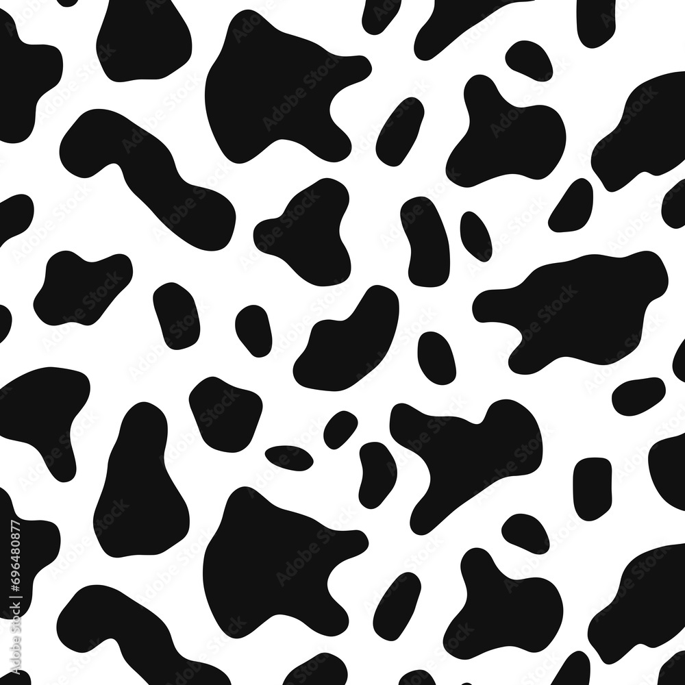 Black and white spotted cow skin texture background. To design square banners, postcards, social media posts. Themes of farming, dairy products, milk, organic food. Black and white spotted cow skin texture background. To design square banners, postcards, social media posts. Themes of farming, dairy products, milk, organic food.