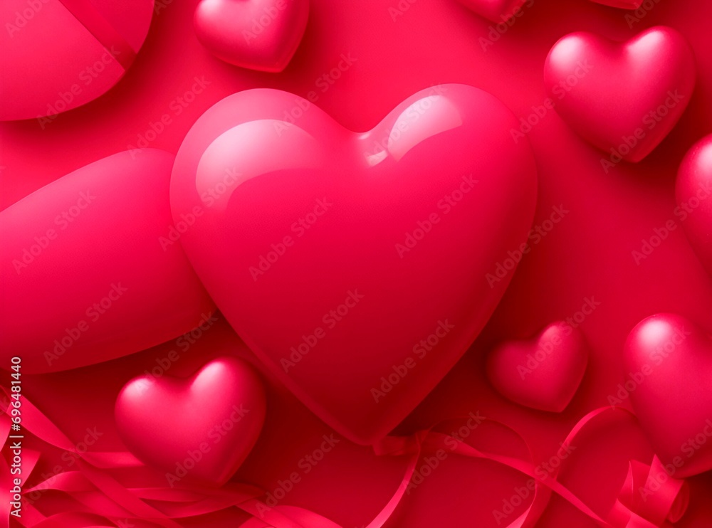 Lovely red hearts on a pink background, banner wallpaper and lovely background