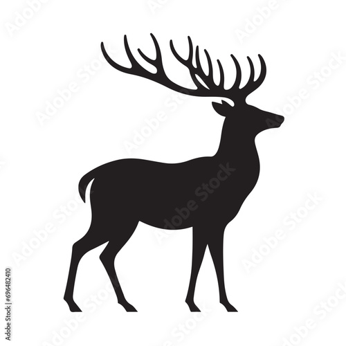 Wild Deer Silhouette - Graceful Deer Silhouettes Roaming in a Dreamy Meadow at Dusk Wild Deer Black Vector 