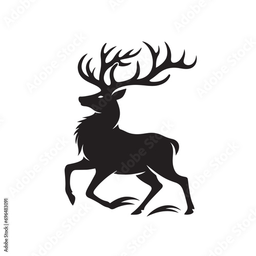 Wild Deer Silhouette - Picturesque Wilderness with Elegant Deer Silhouettes Wild Deer Black Vector  © Verslood